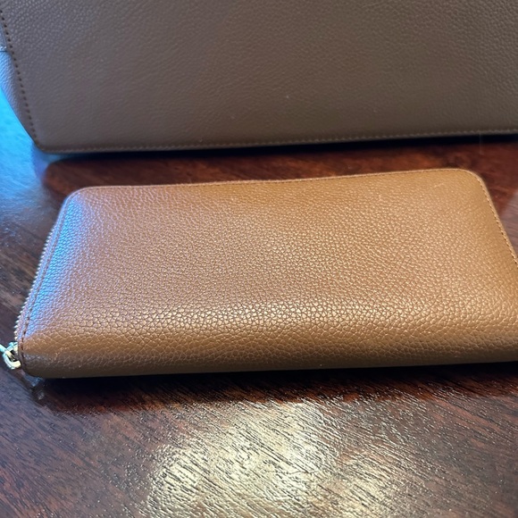 Michael Kors Karson Lg Leather Tote Bag With Matching Wallet Luggage Brown New - Picture 10 of 15